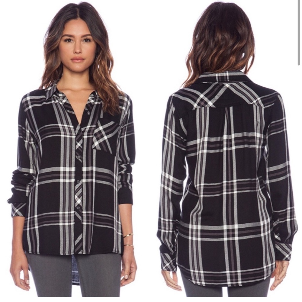 RAILS Black & White Hunter Plaid Flannel Button Down Shirt